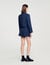 Cropped jacket with leather collar