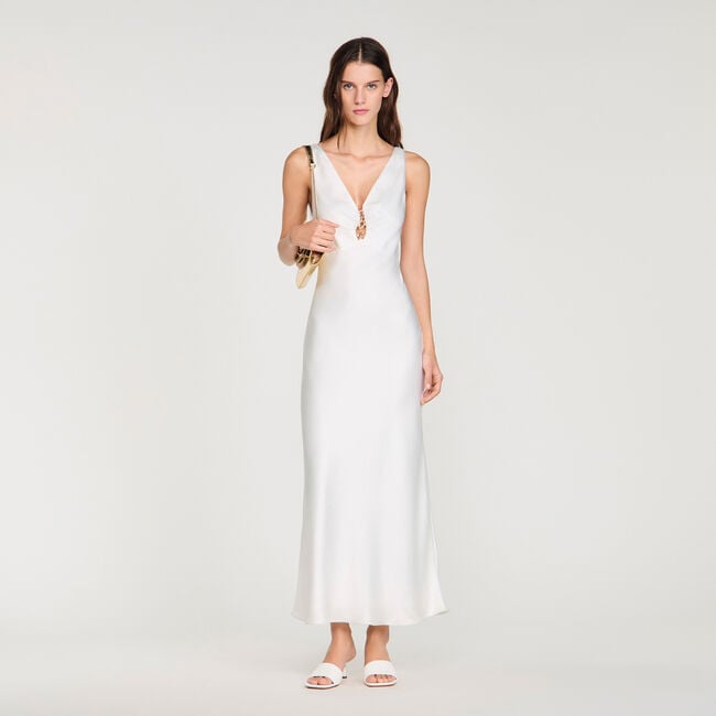 Jewel satin-effect maxi dress