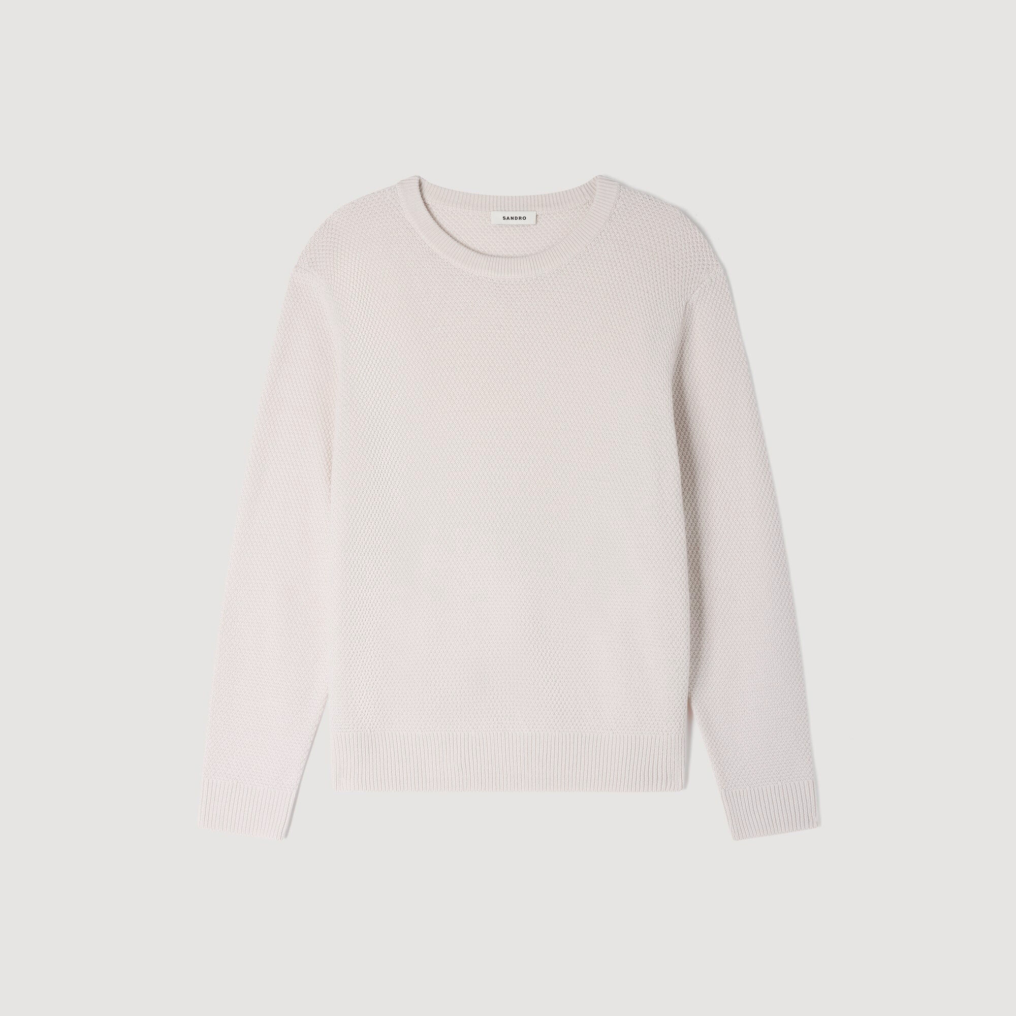 Crew-neck sweater in seed stitch