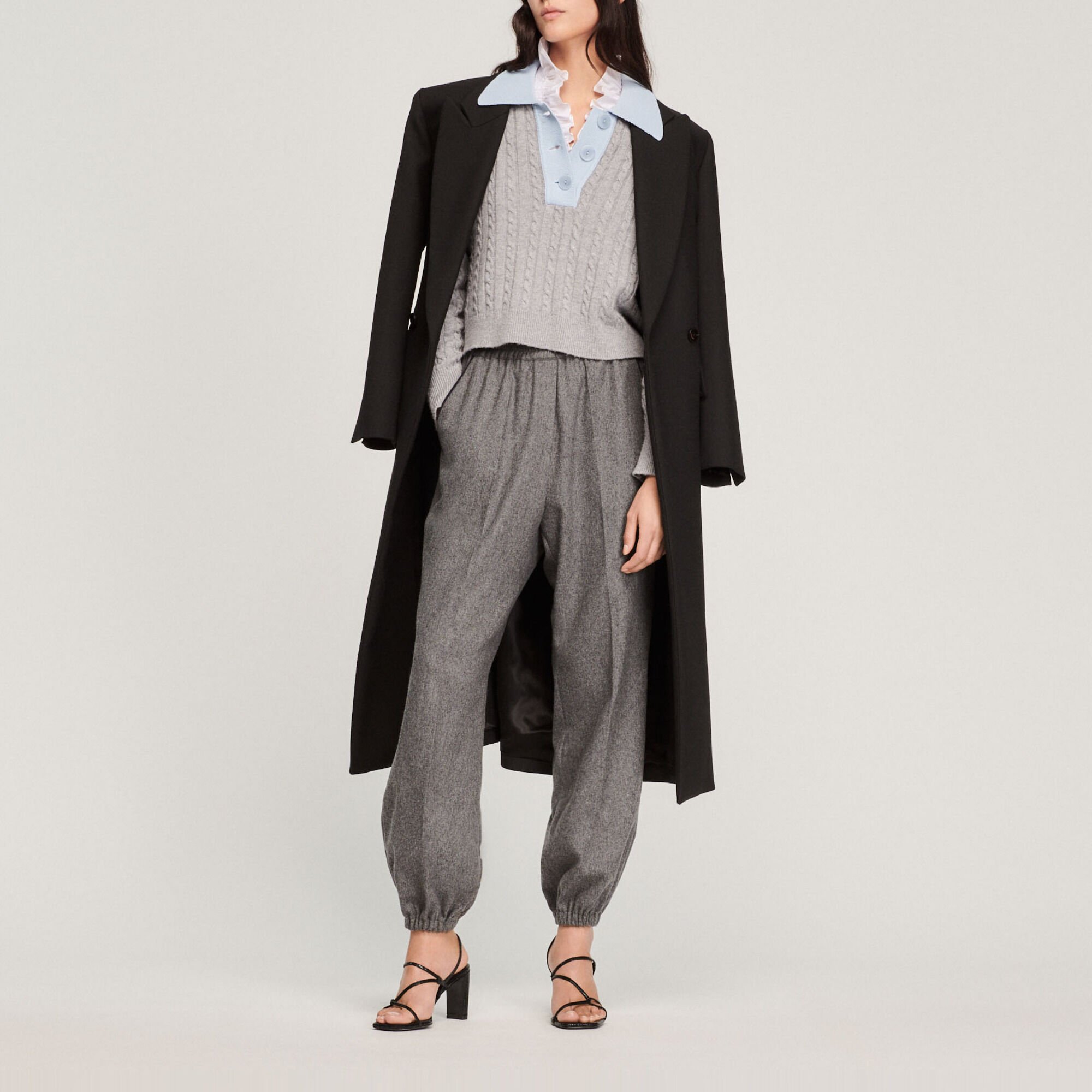 Cropped cable-knit sweater