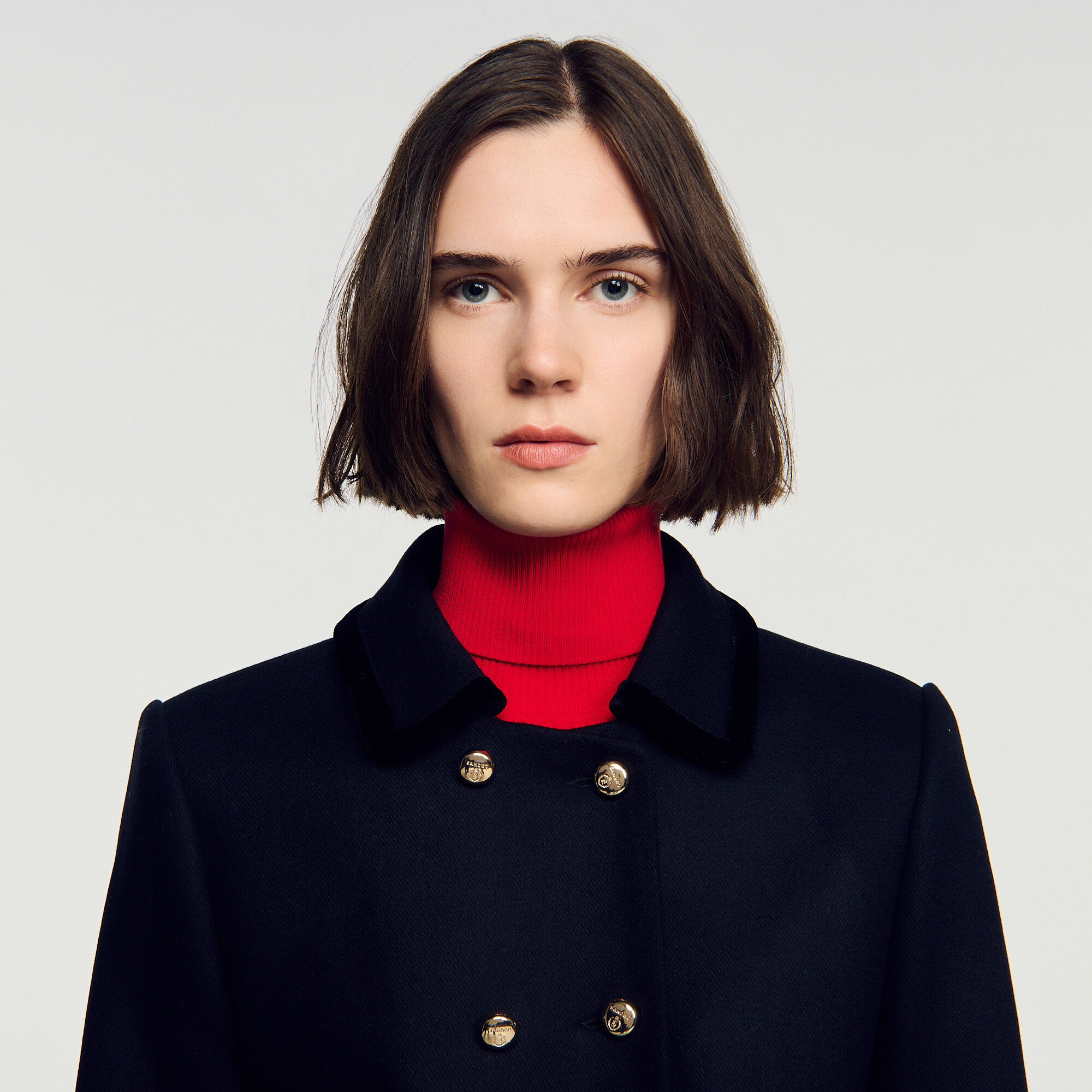 Mid-length coat with velvet collar - Women | Sandro