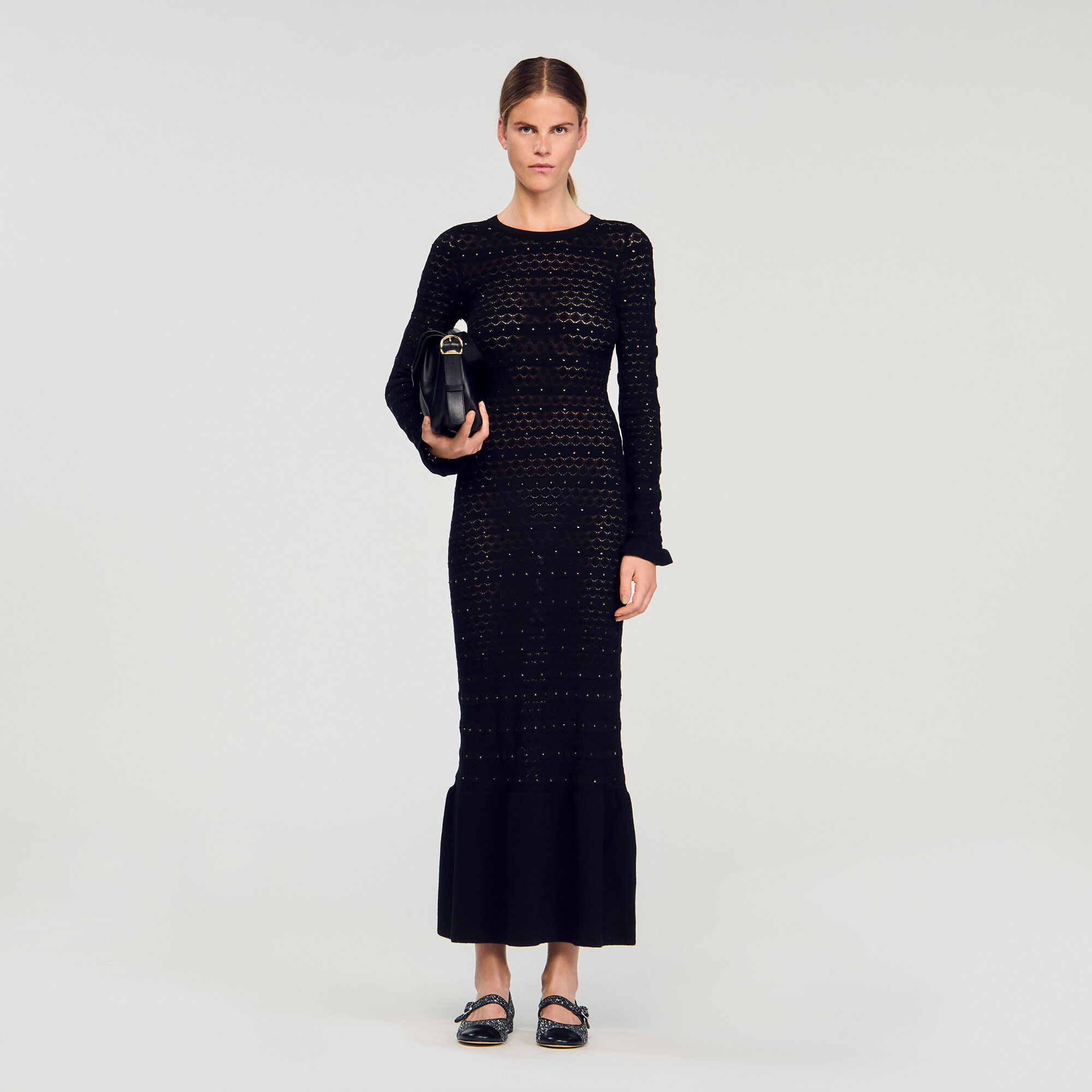 Rhinestone knit maxi dress