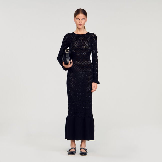Rhinestone knit maxi dress