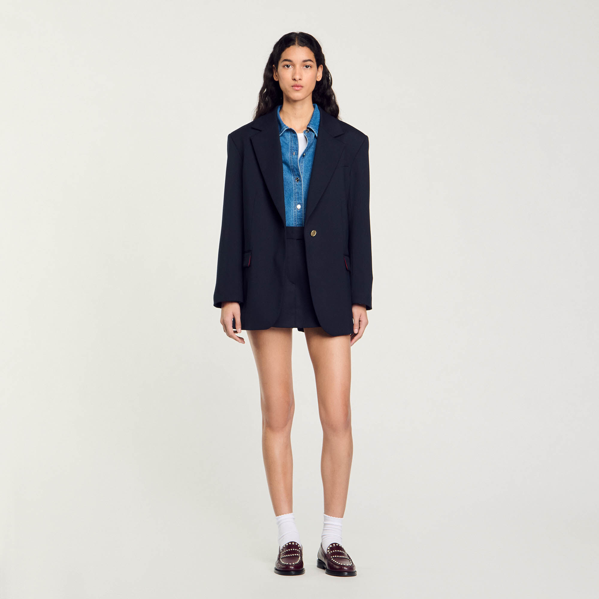 Wool suit jacket blue For Women | Sandro Paris