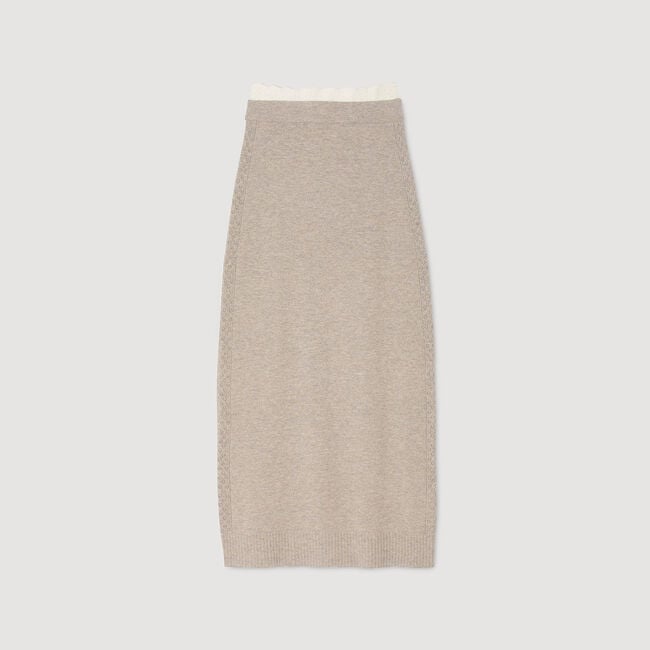 Long two-tone knit skirt