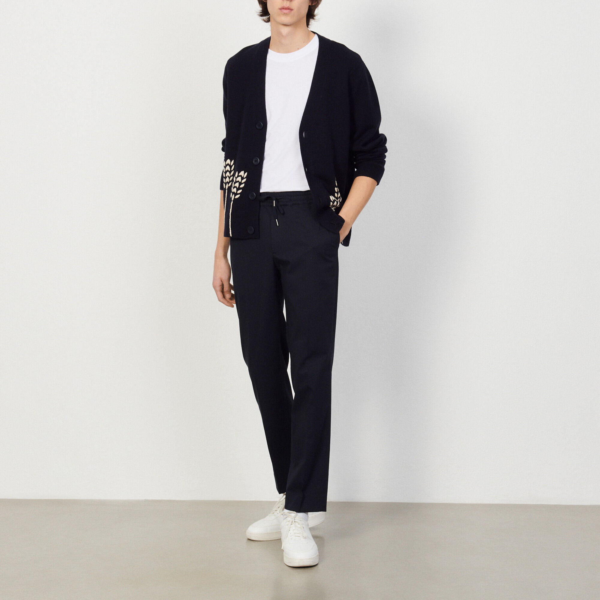 Cotton carrot-fit trousers