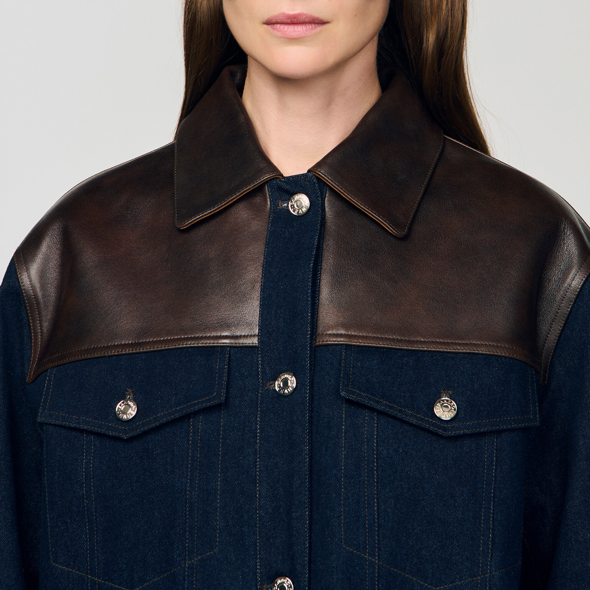 Denim and leather jacket