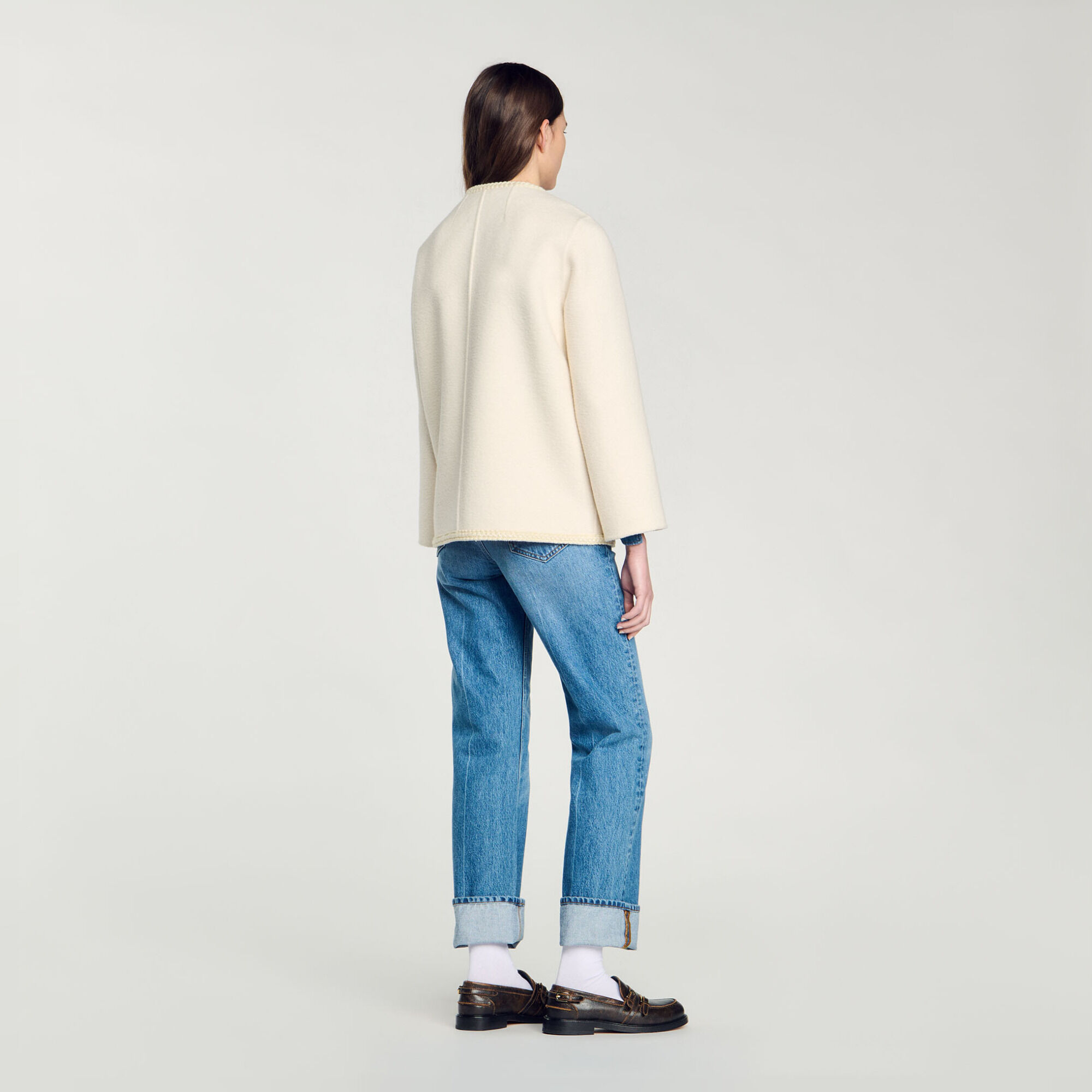 Coat with braided trim