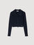 Cropped polo collar cardigan
