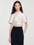 Beaded satin-effect cropped shirt