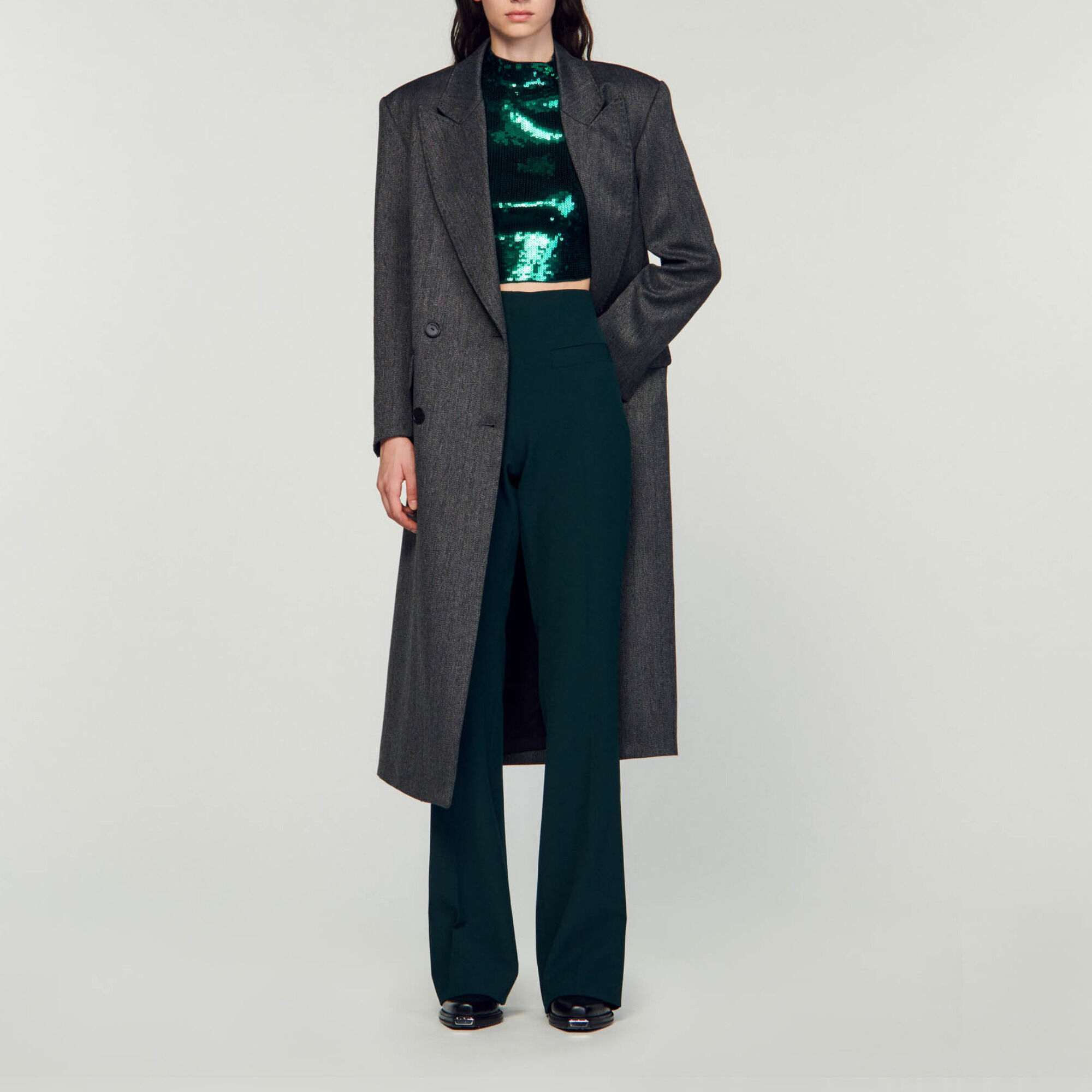 Sandro green coat outlet