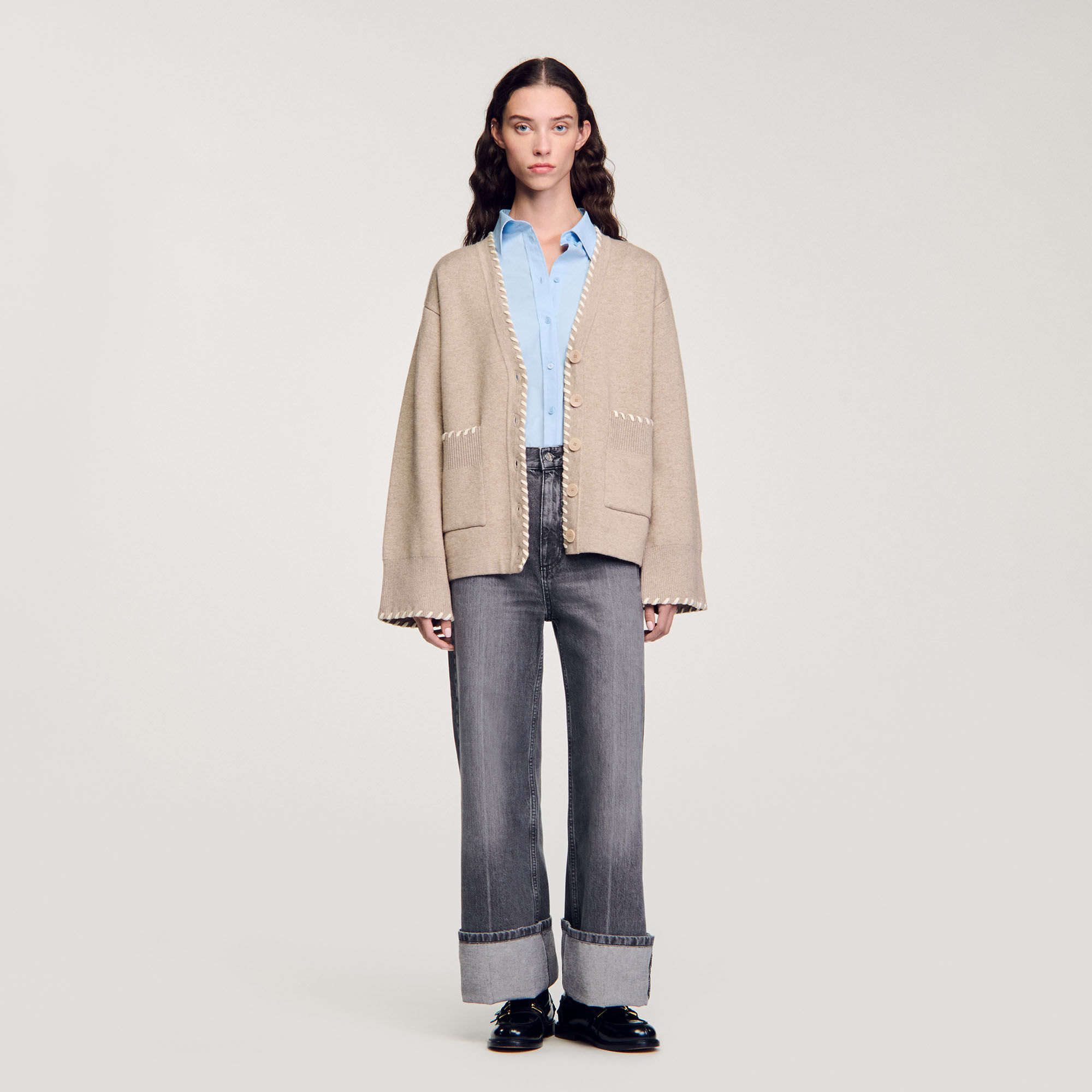 Cardigan with contrast trim