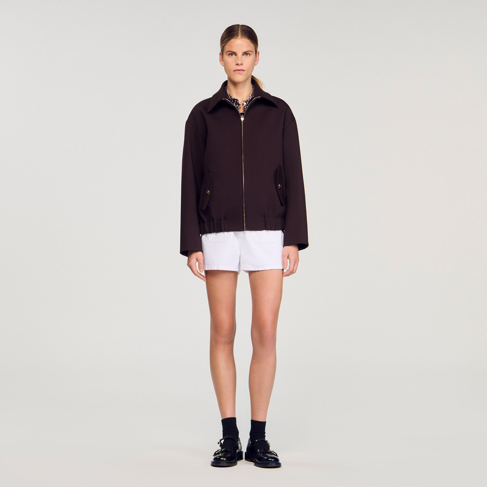 Oversized jacket brown For Women | Sandro Paris