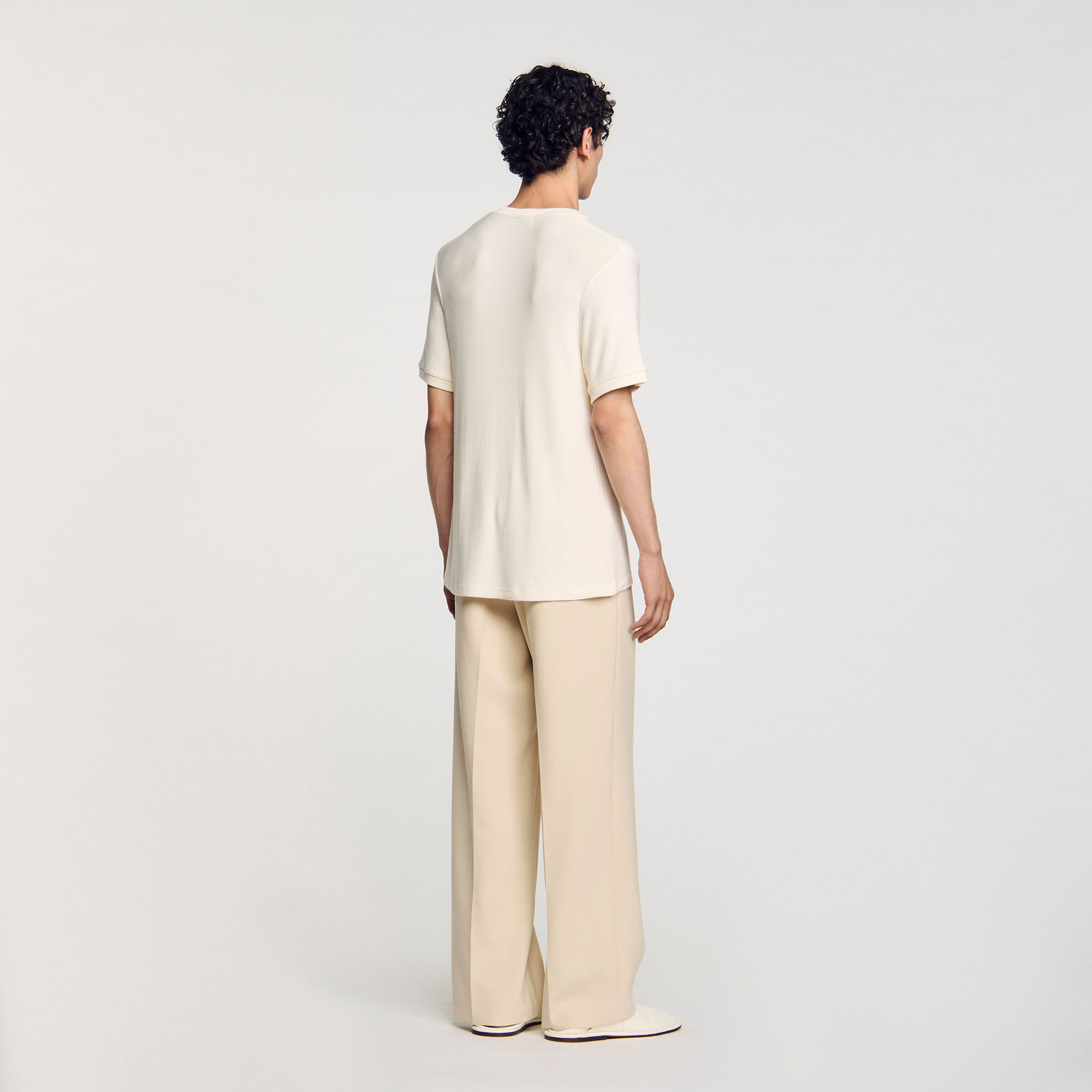 Round neck T-shirt white / beige for Men | Sandro Paris