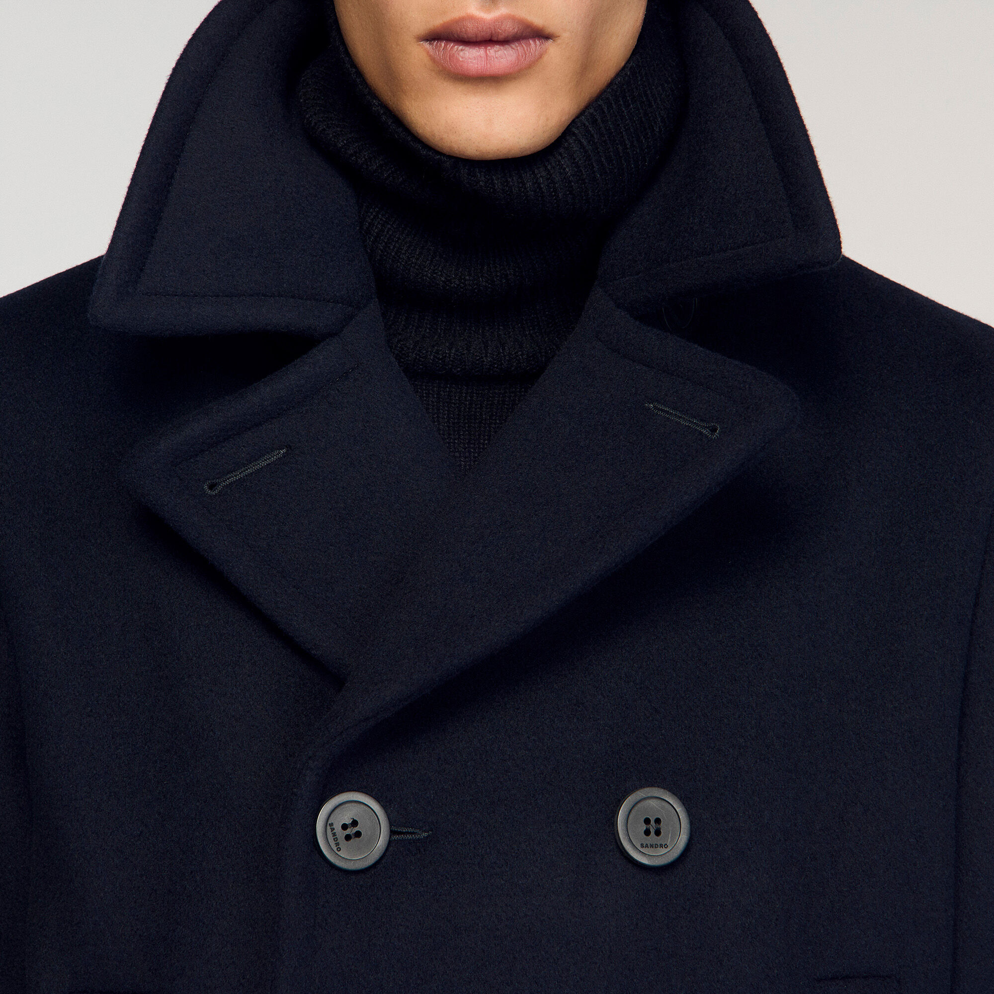 Straight-fit wool-blend coat