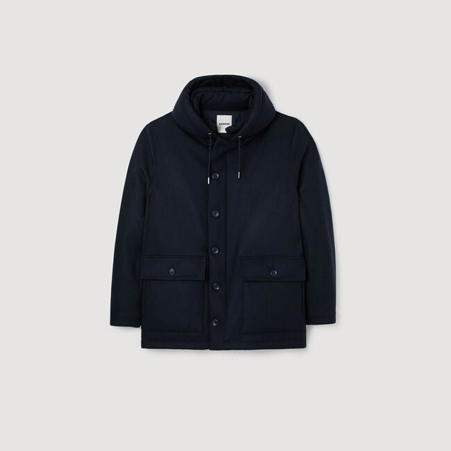 Hooded wool parka