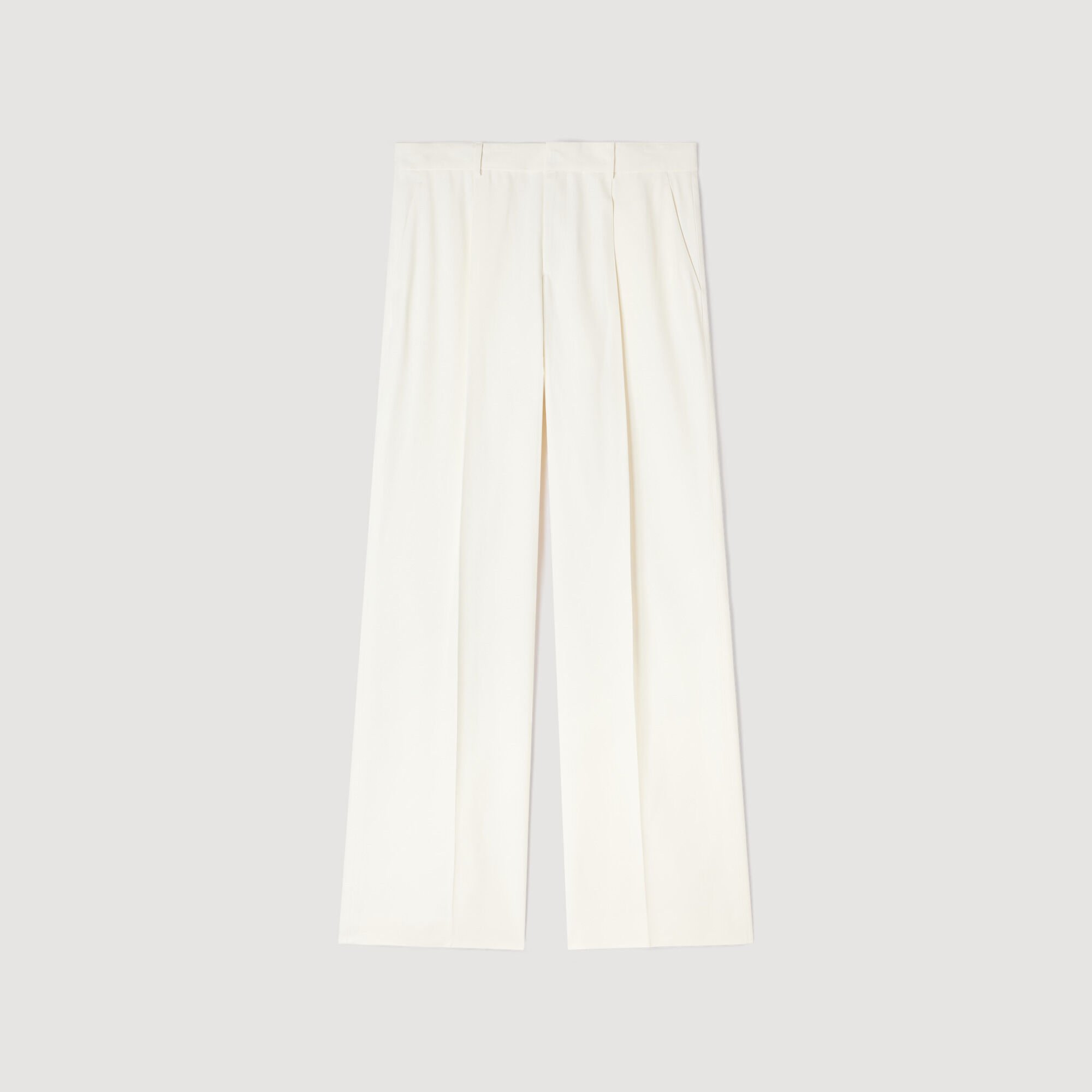 Wide-leg fluid viscose trousers