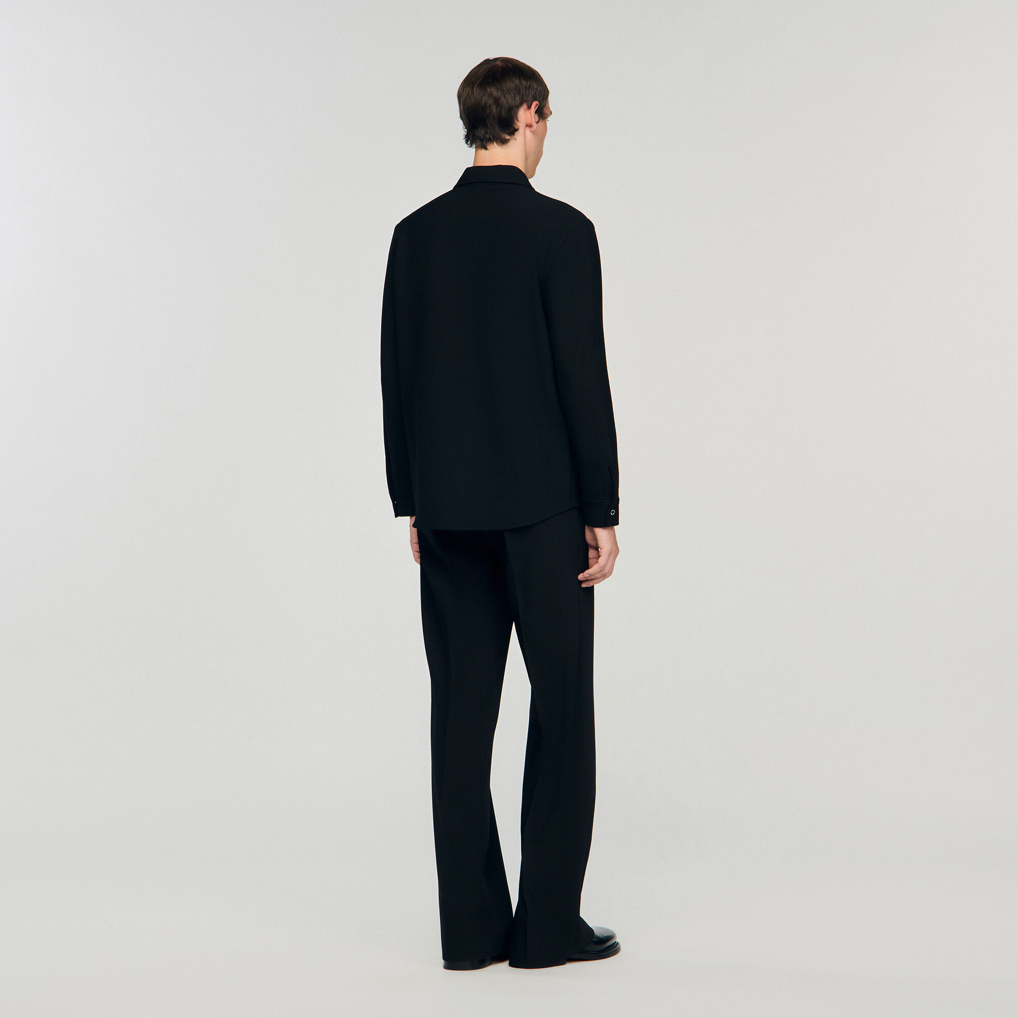 Long-sleeved jersey shirt black / gray for Men | Sandro Paris