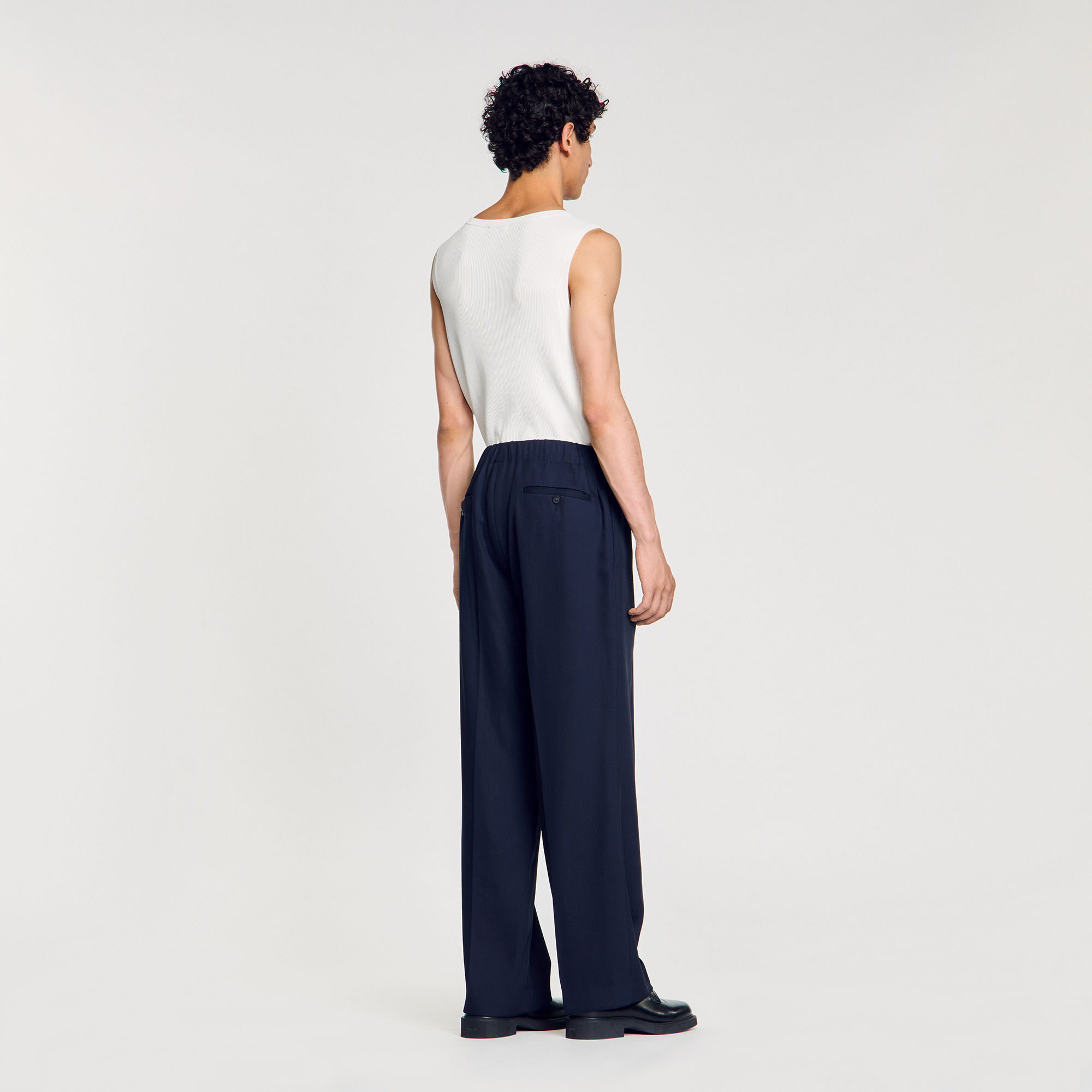 Elasticated wide-leg trousers