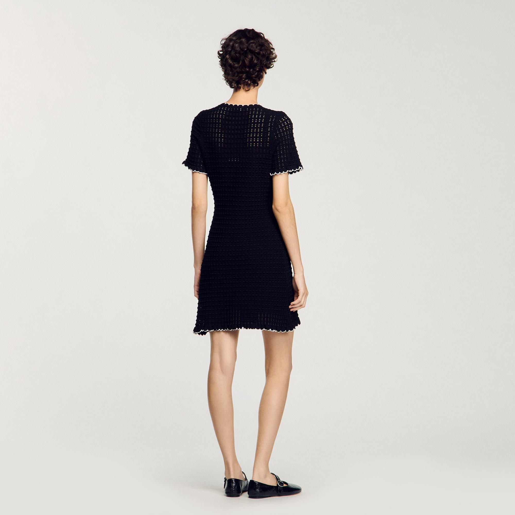 Short knit dress black / gray For Women | Sandro Paris Short knit dress black / gray For Women | Sandro Paris