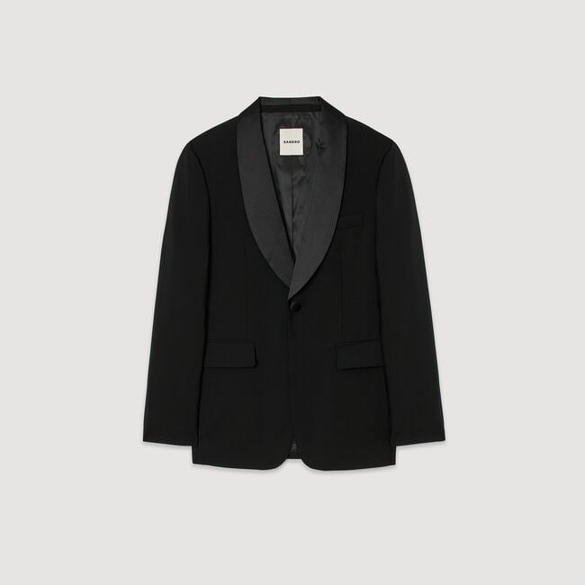 Wool jacket with shawl collar