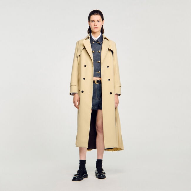 Belted double-breasted trench