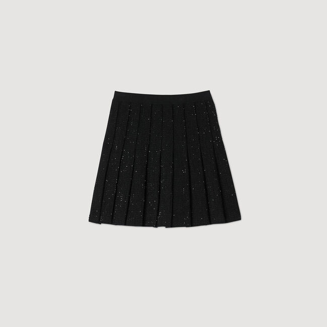 Short tweed pleated skirt