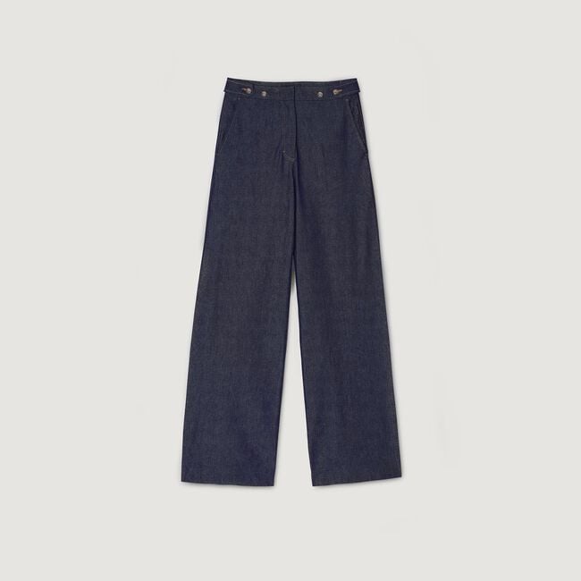 Raw denim wide-leg jeans