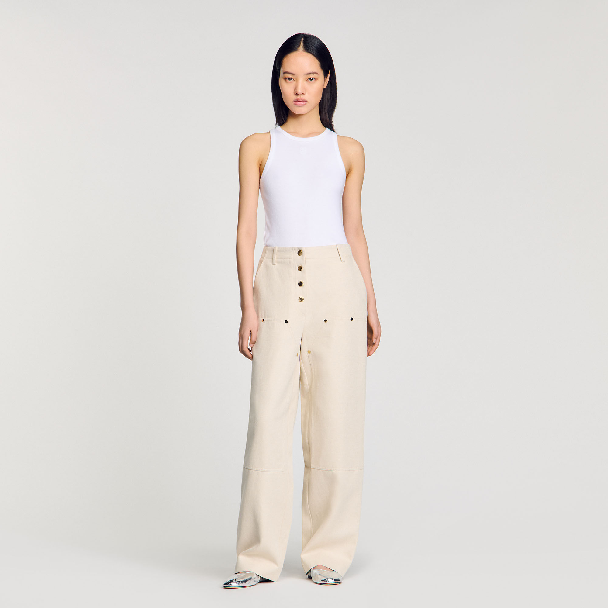 【Anyone more】Hans Bermuda Adjust Carpenter Wide Pants Luca Wide Leg Carpenter | Premium Italian Fabric | Hudson Jeans