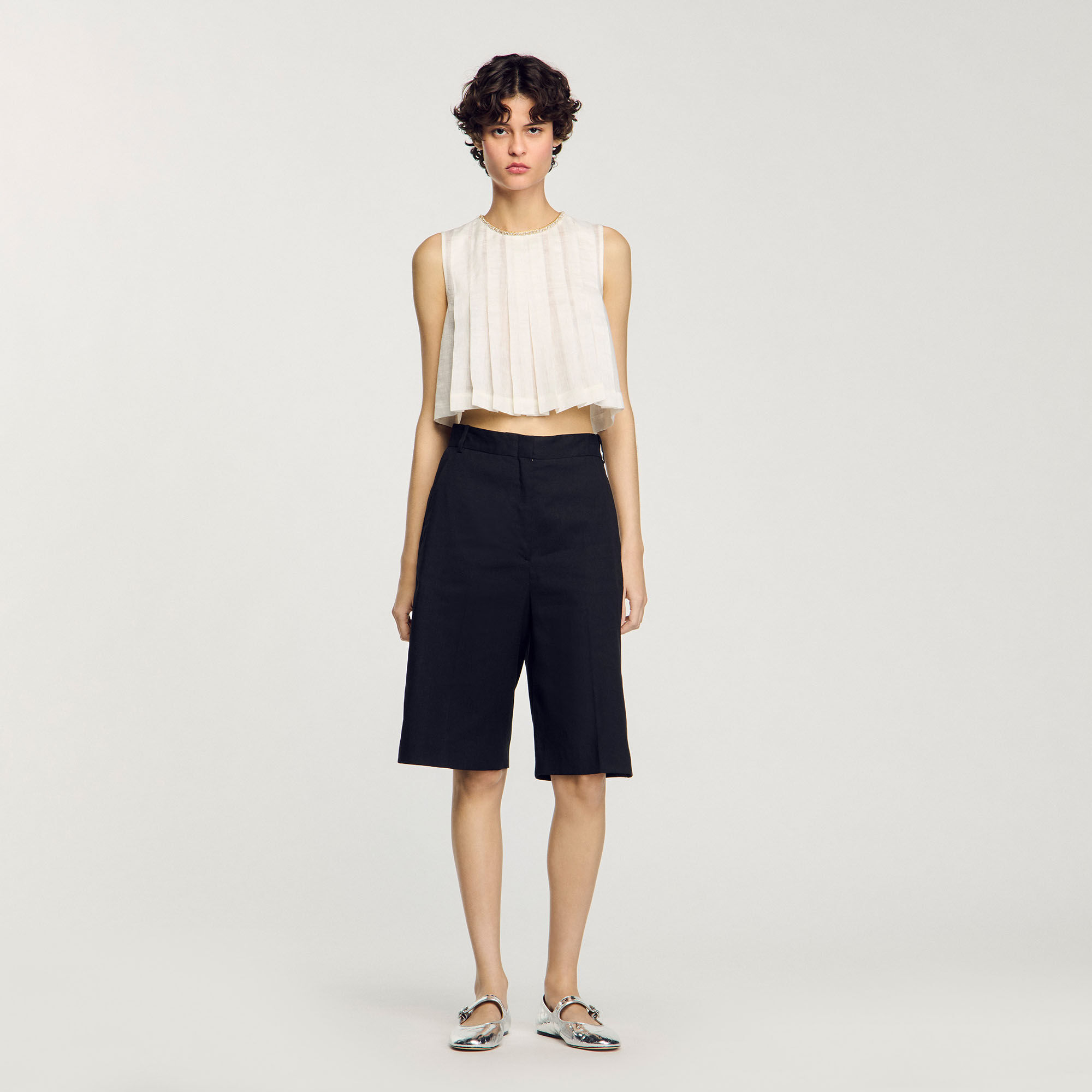 Linen-blend Bermuda shorts