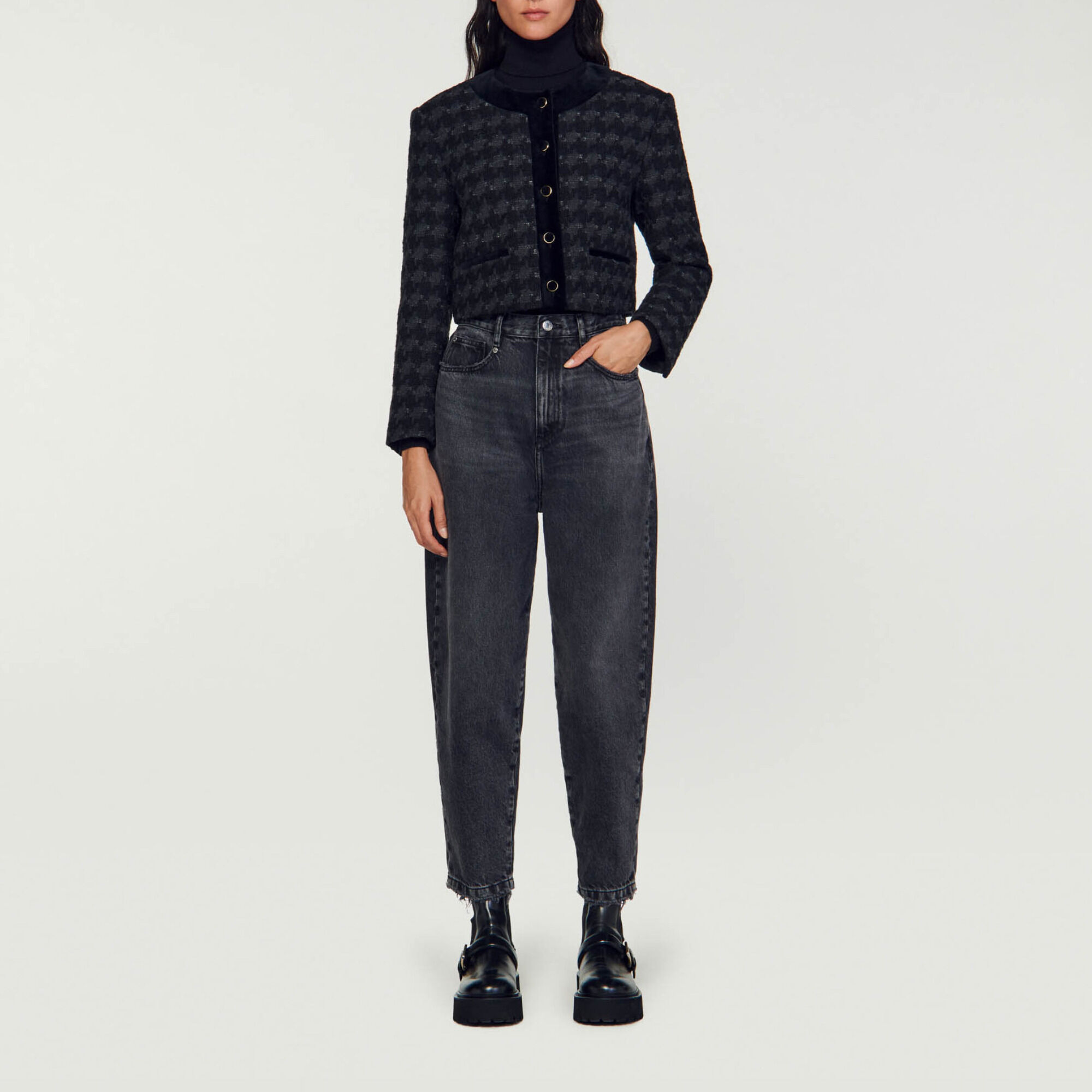 ジャケット・アウター SANDRO Tweed Jacket Tweed jacket for women | Sandro Paris