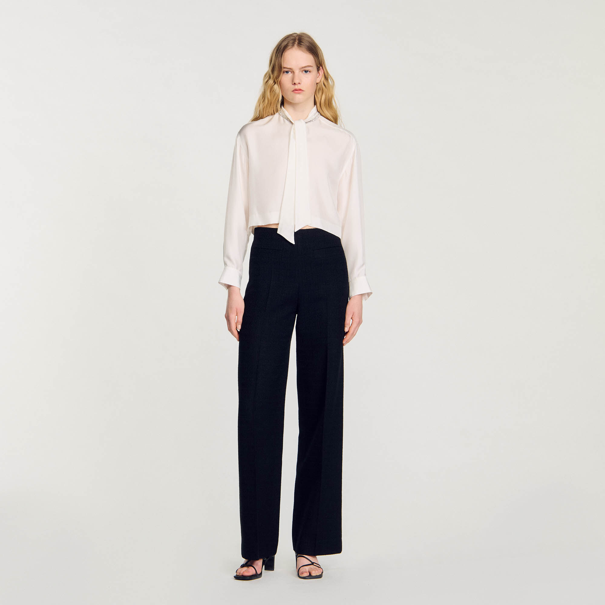 Cropped silk shirt
