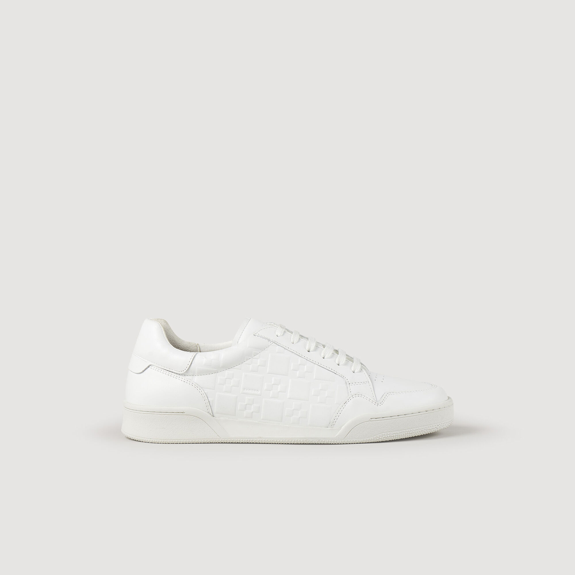 Embossed square cross leather trainers