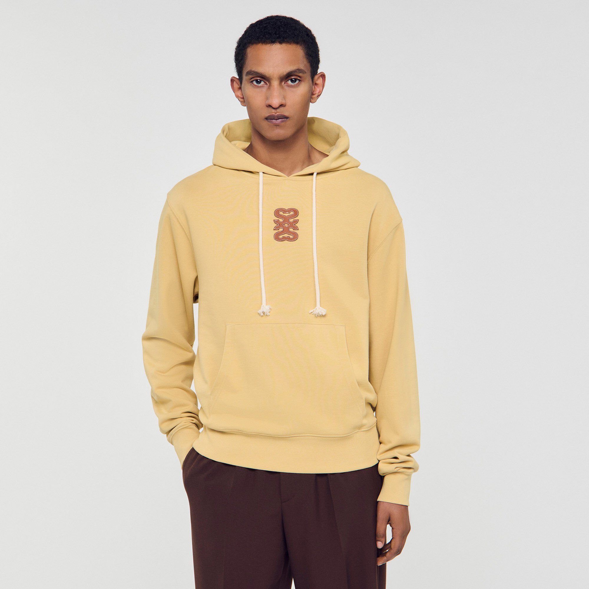 Leather patch sweatshirt