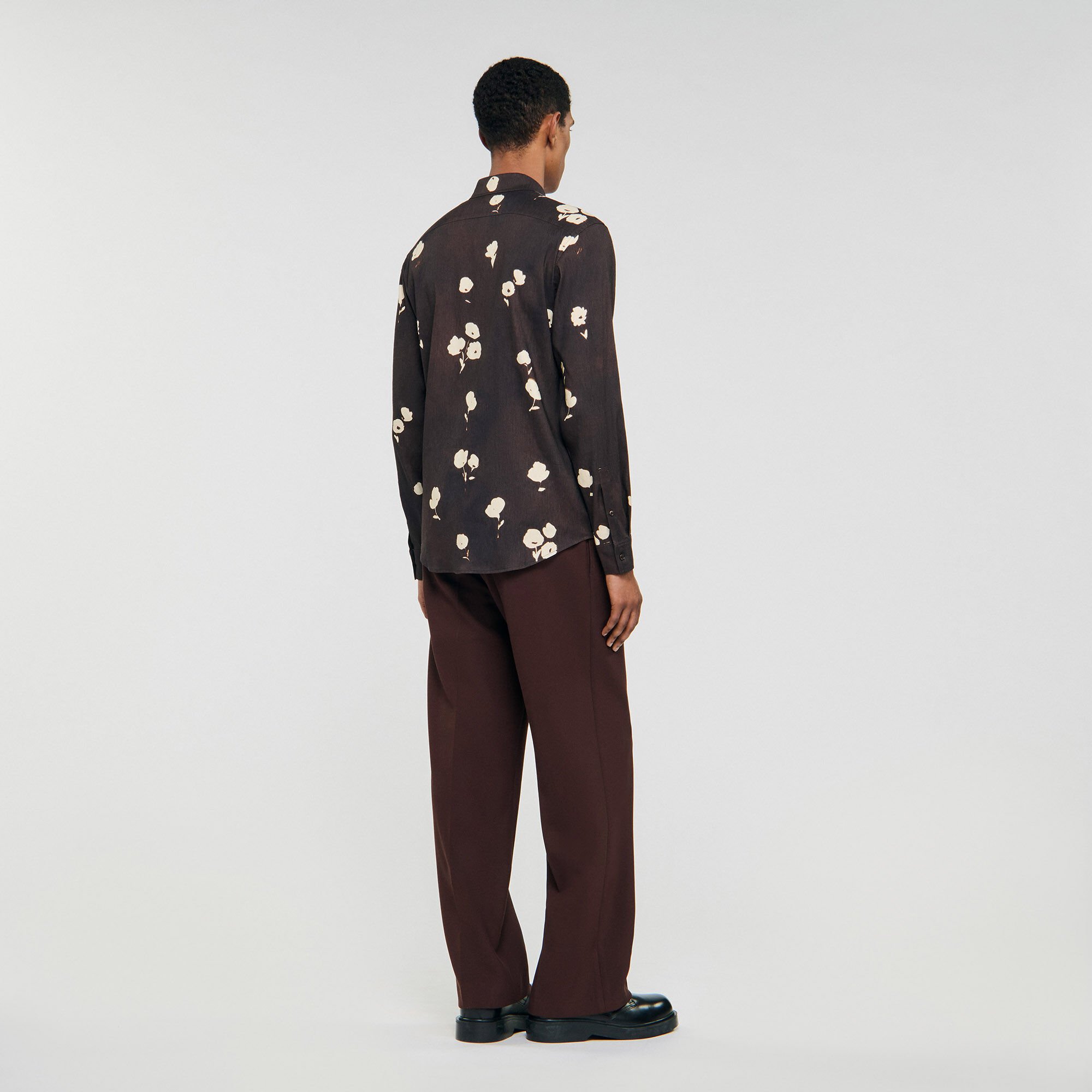 Floral print linen shirt
