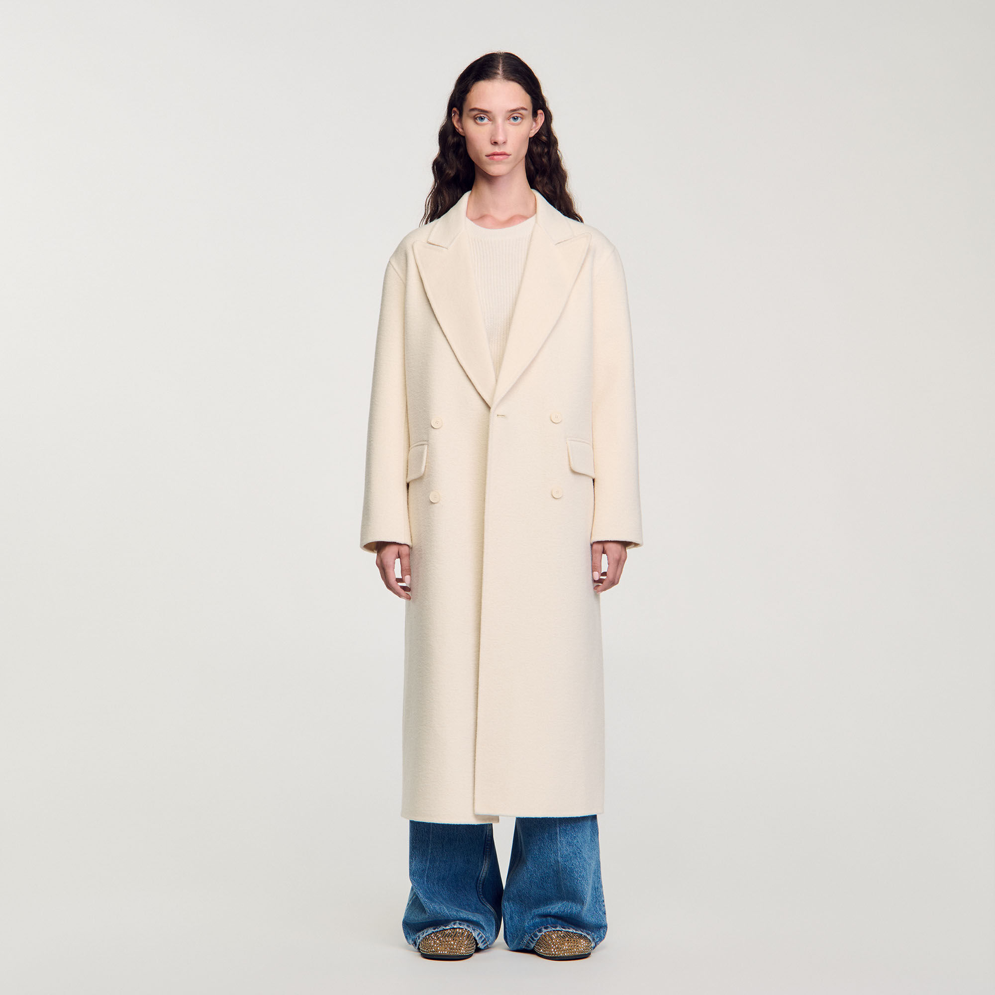 Sandro white coat store