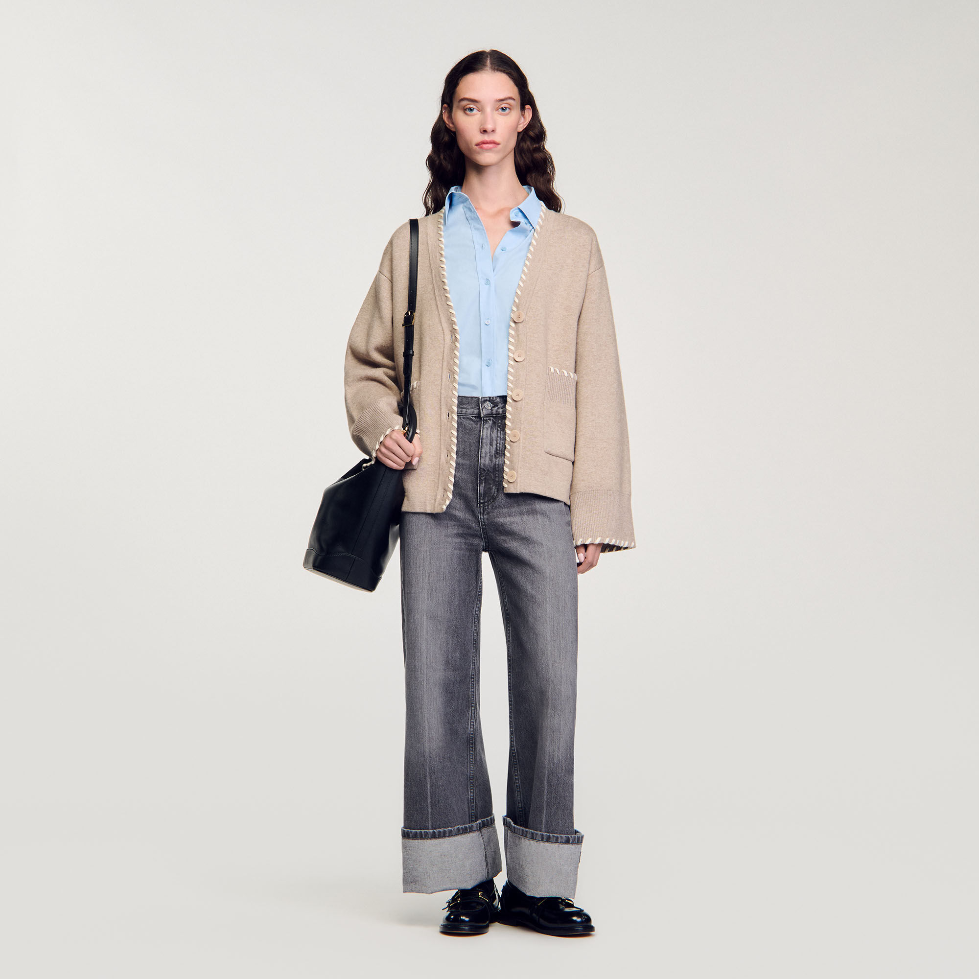 Cardigan with contrast trim