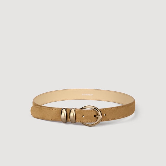 Leather belt with metal buckle