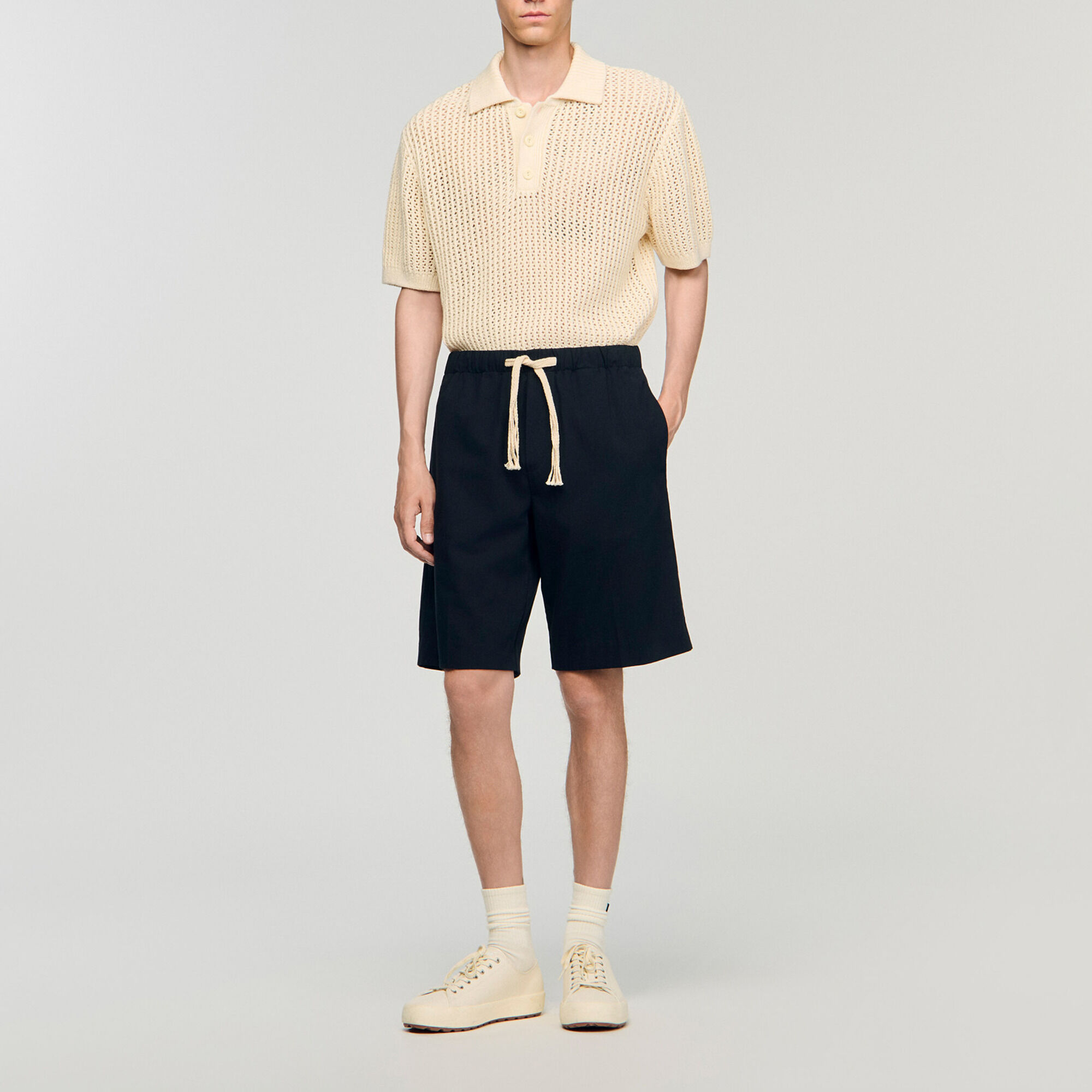 Elasticated waist cotton shorts - Men | Sandro