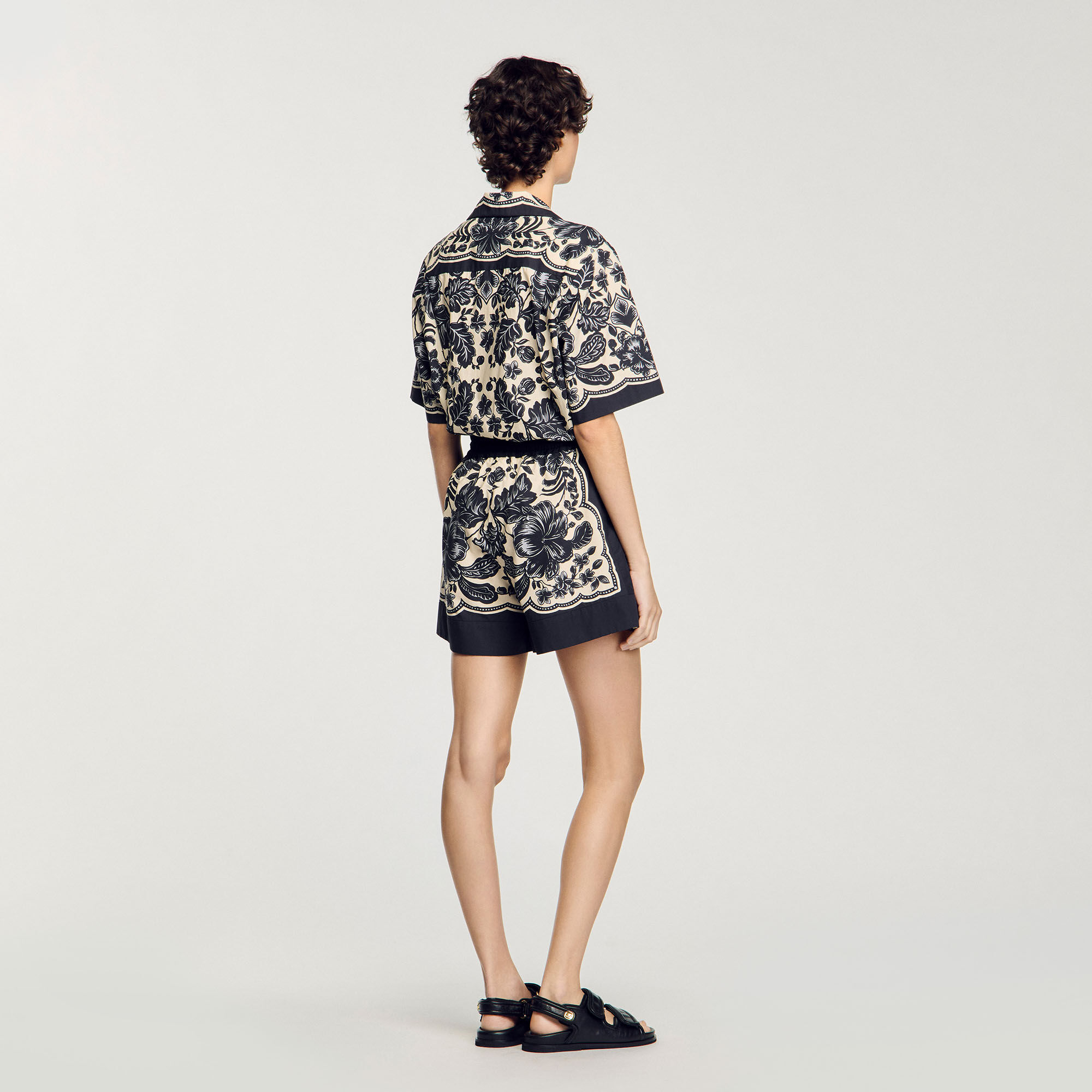 Floral print shorts white / beige For Women | Sandro Paris