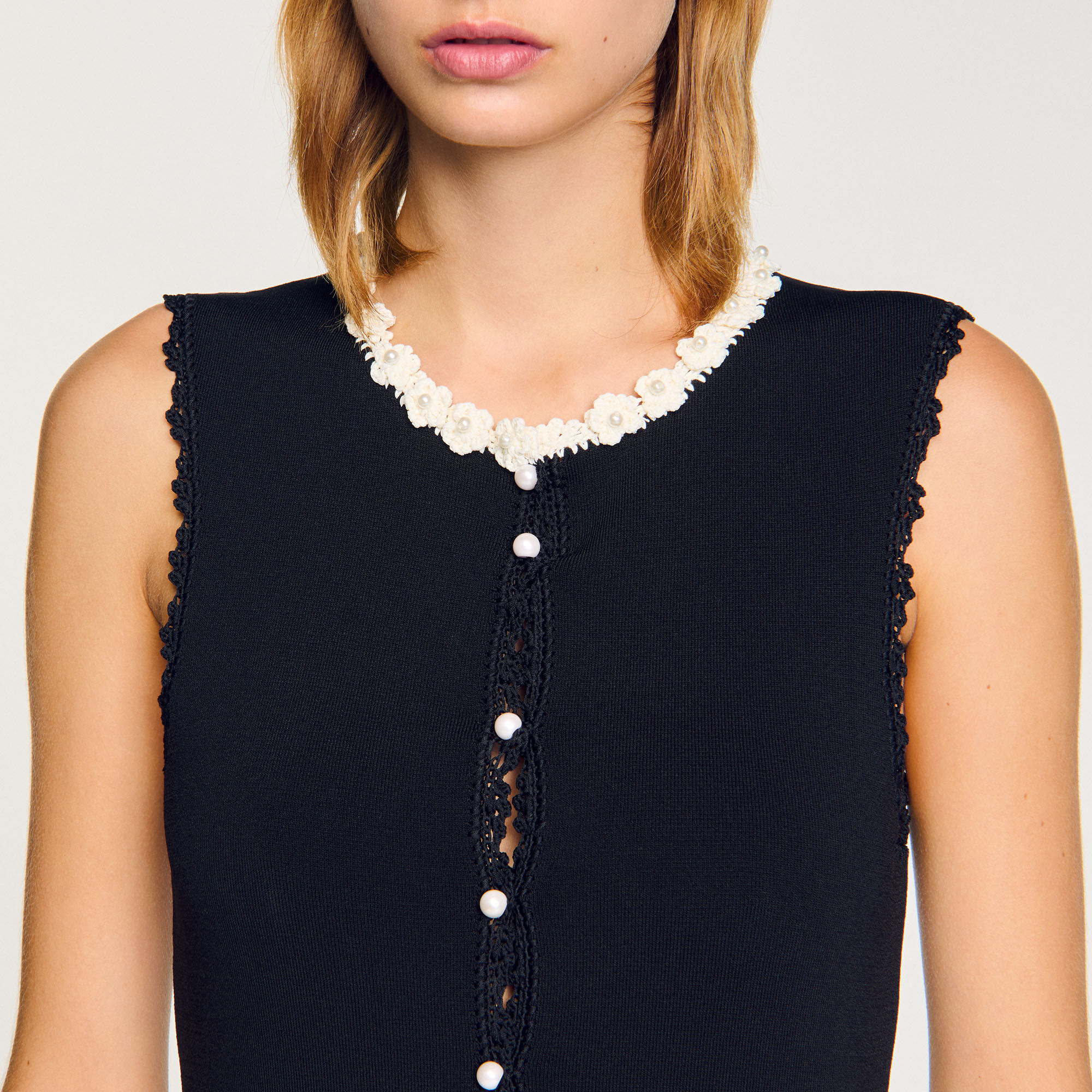 Long dress with crochet detailing