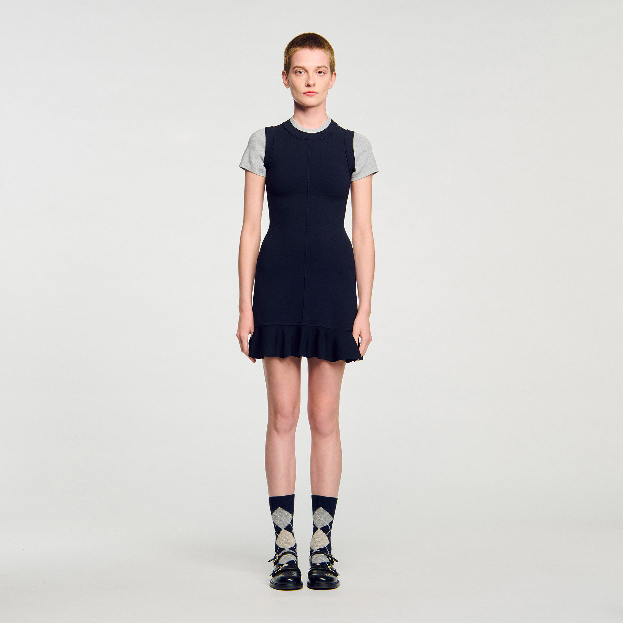 2-in-1 short knit dress