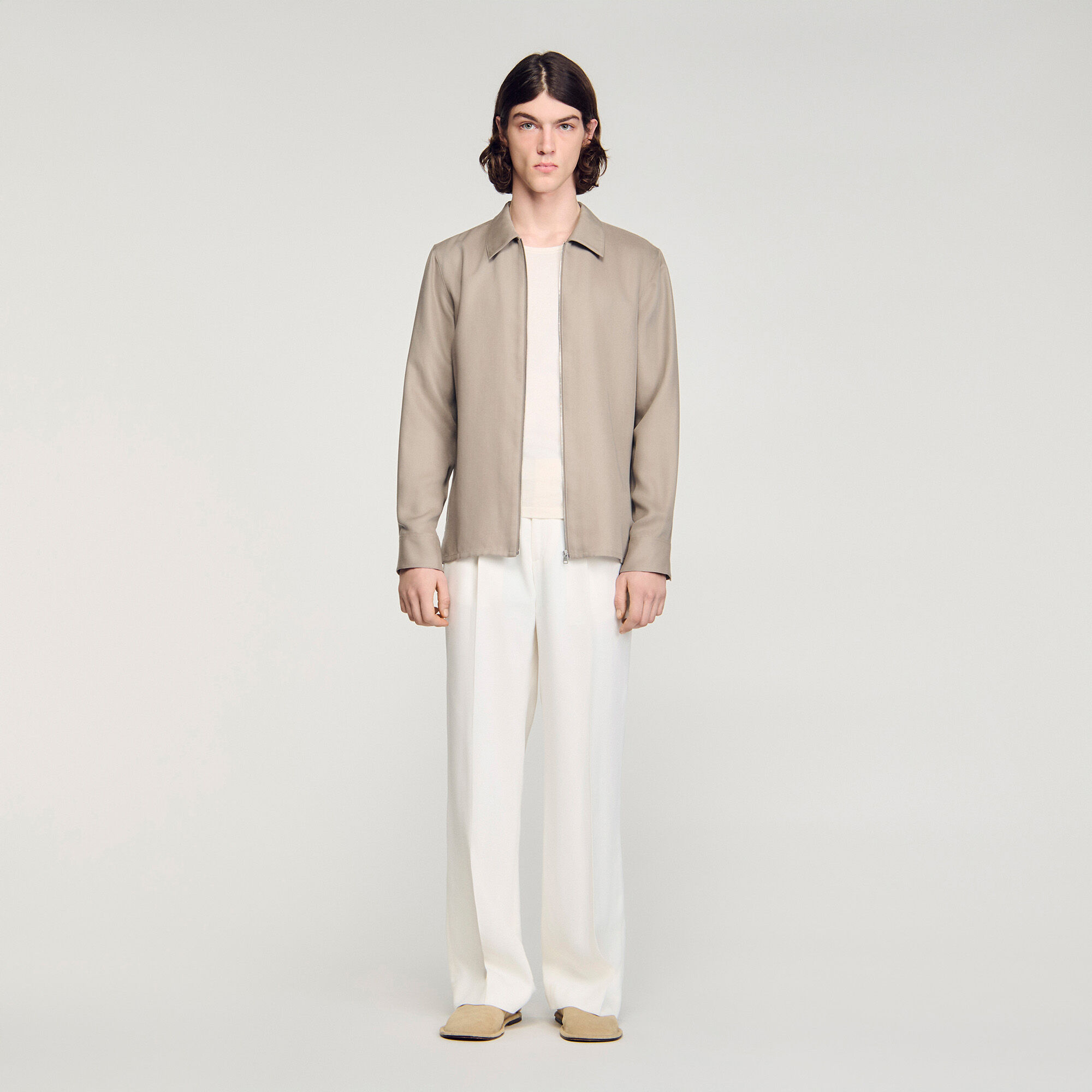 Hooded shirt with regular collar