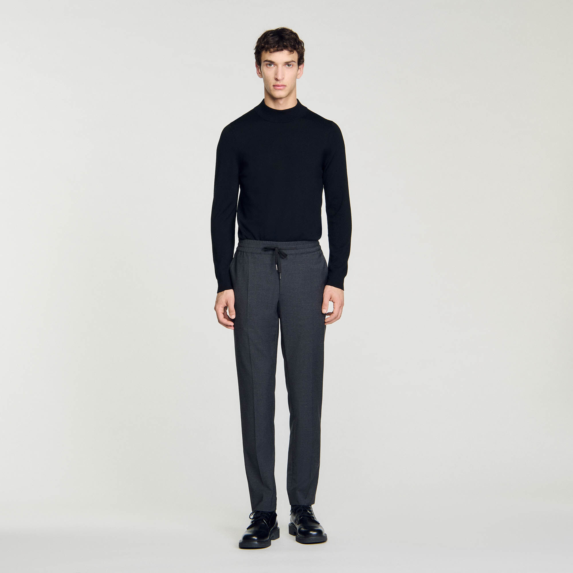 Elasticated straight leg trousers black gray for Men Sandro Paris