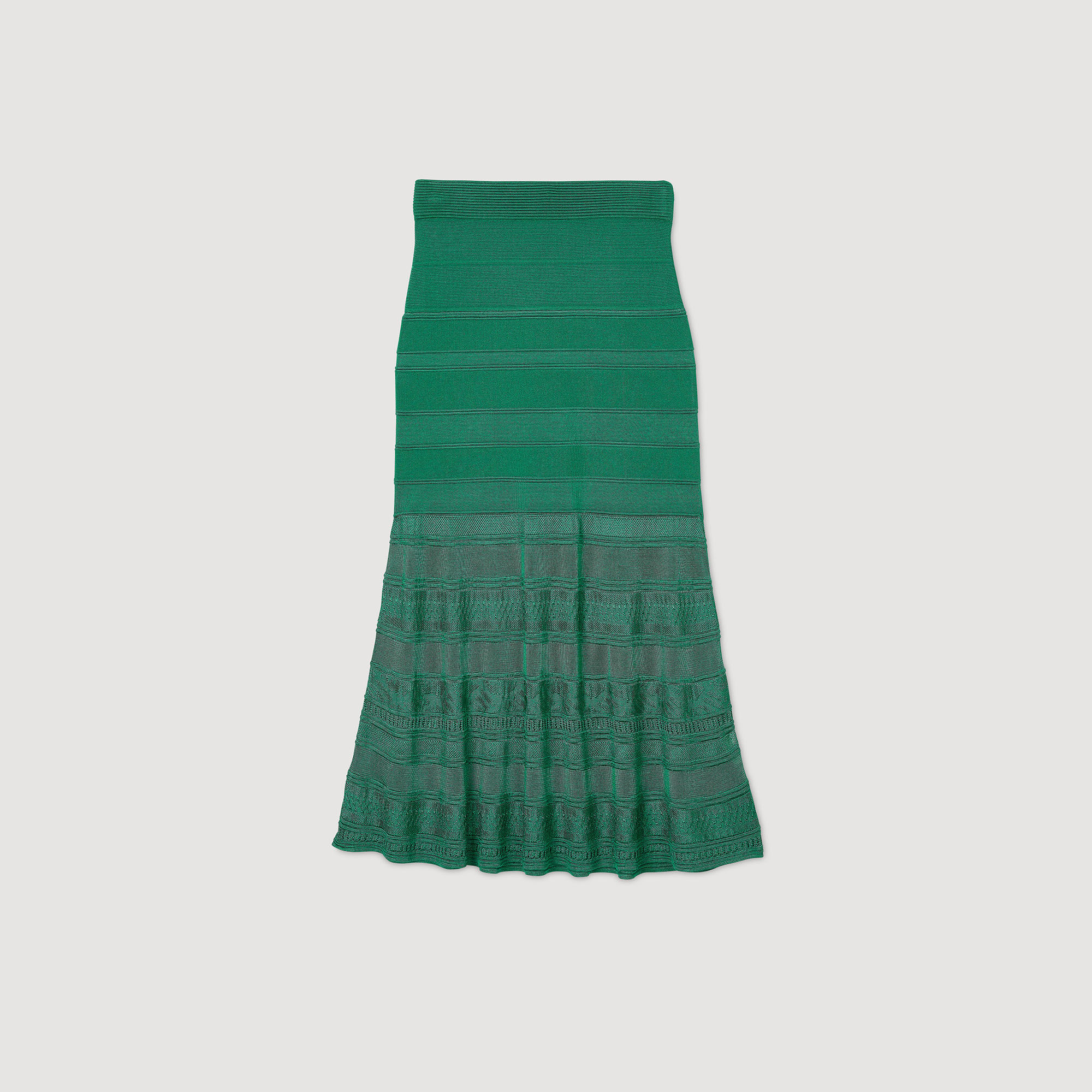 Long decorative knit skirt green For Women | Sandro Paris