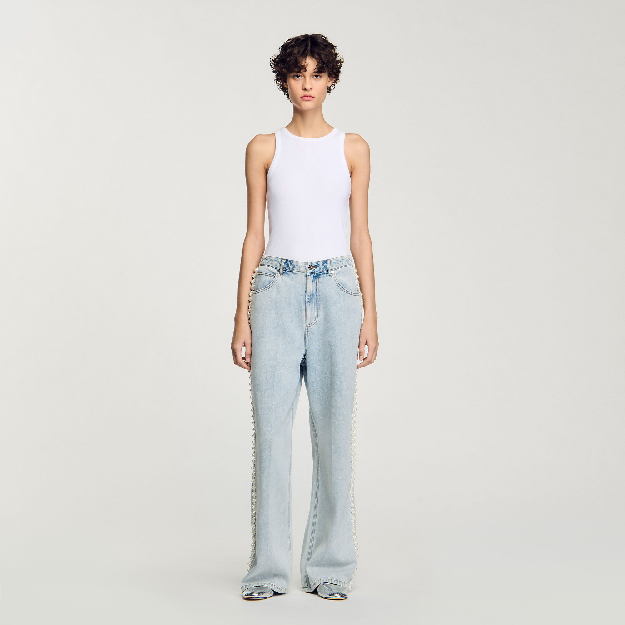 Beaded jeans For Women | Sandro Paris