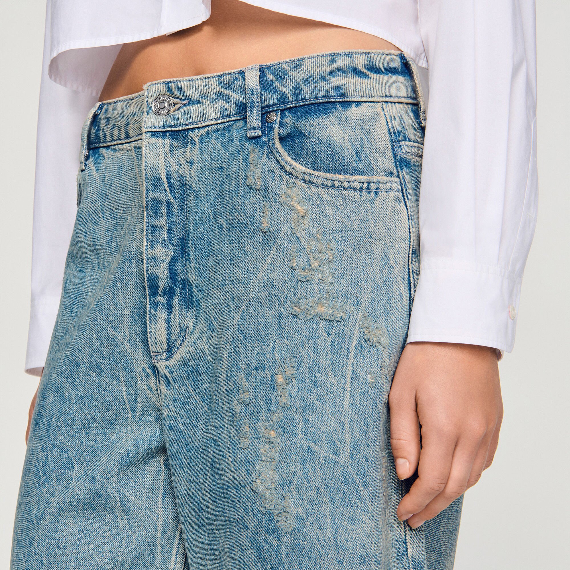 Distressed denim Bermuda shorts