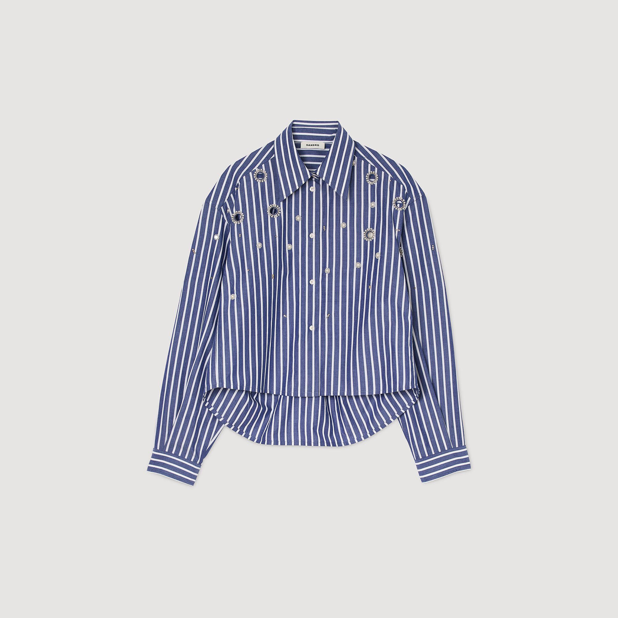 【在庫処分大特価!!】 Beaded striped shirt blue For Women | Sandro Paris トップス