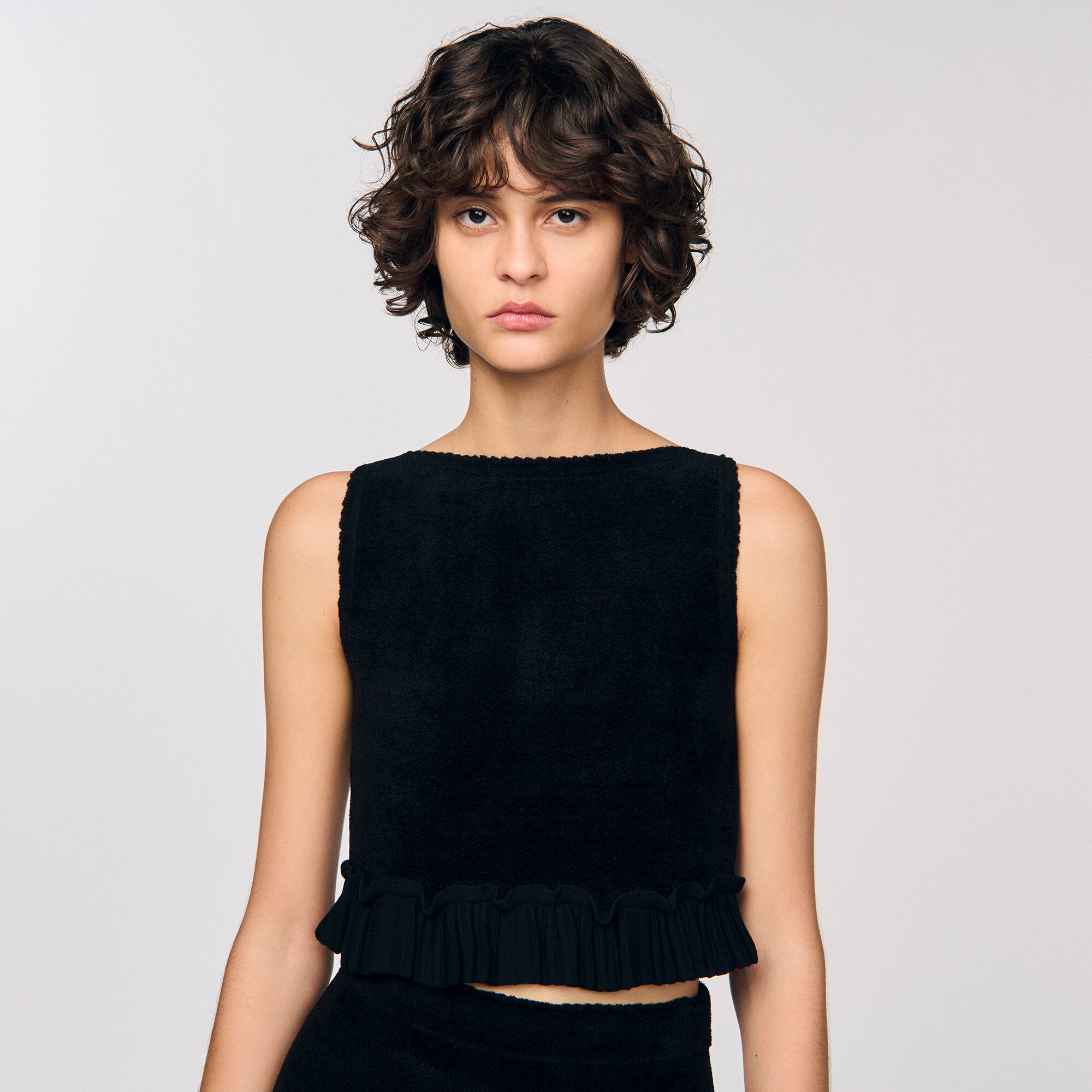 Ruffled knit crop top