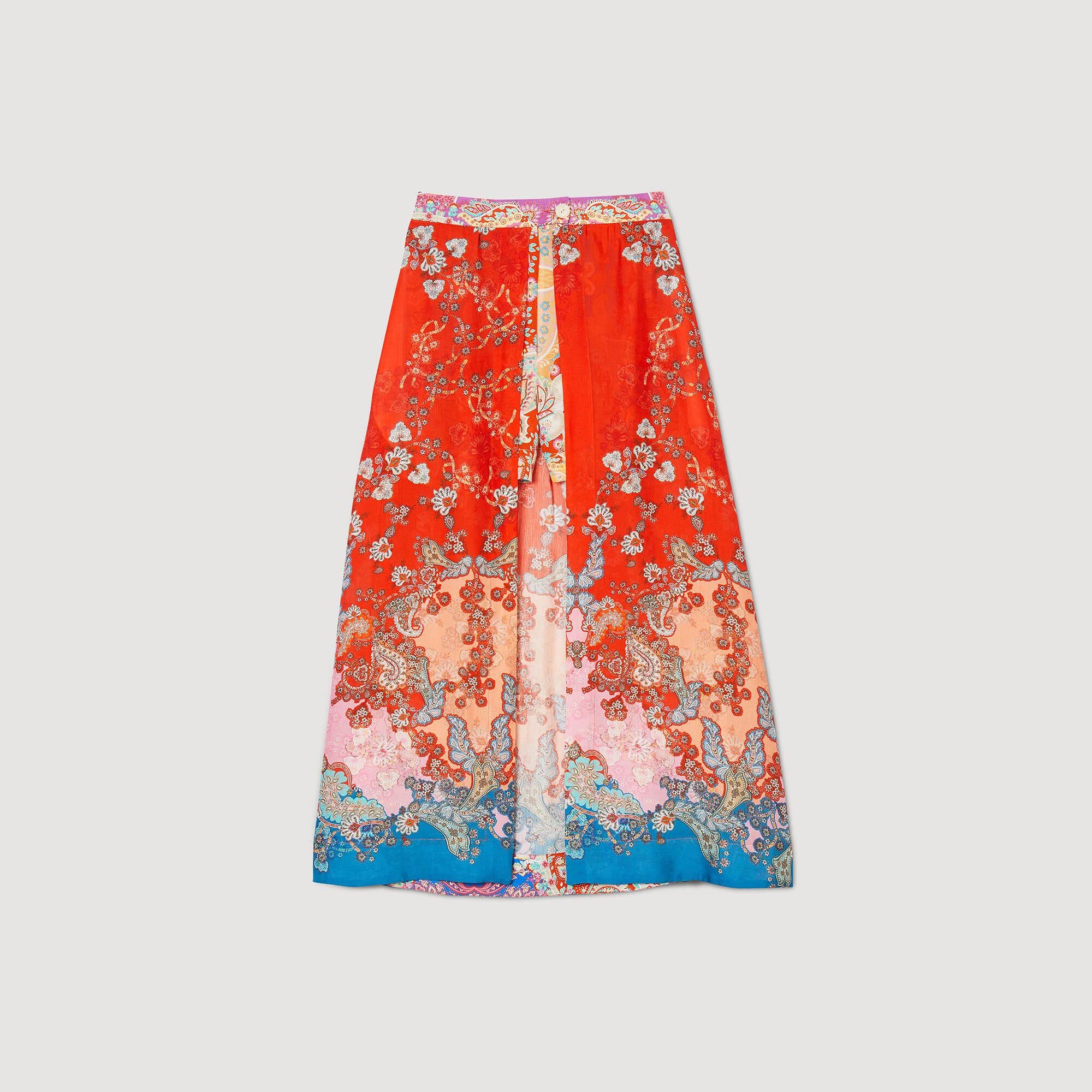 Skirt with long illusion panel